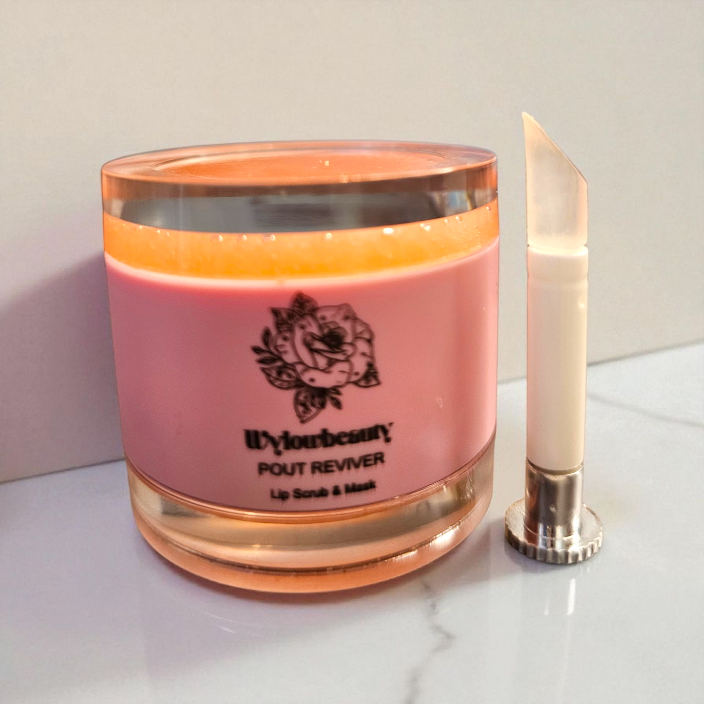 POUT REVIVER Lip Mask & Scrub Duo w/Applicator Brush -Exfoliate and Replenish