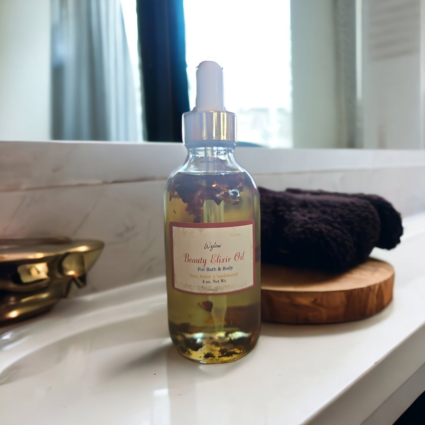 ROSE ELIXER OIL for Bath & Body *Amber, Rose & Sandalwood* (2oz.)