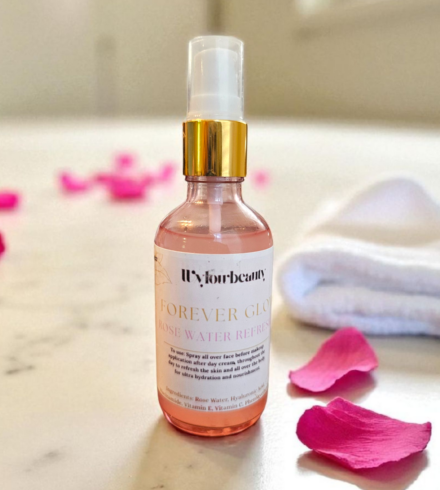 FOREVER GLOW ROSE WATER REFRESHER SPRAY *Brighten, Even Skin Tone, Refresh*