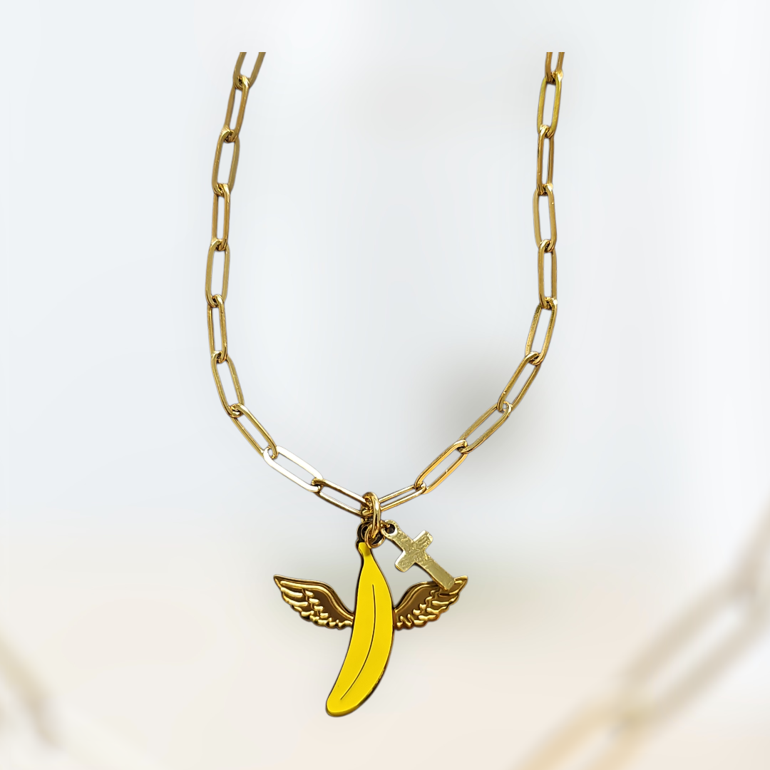 'I Don't Give a Flying Banana' Charm Necklace (Gold or Silver)