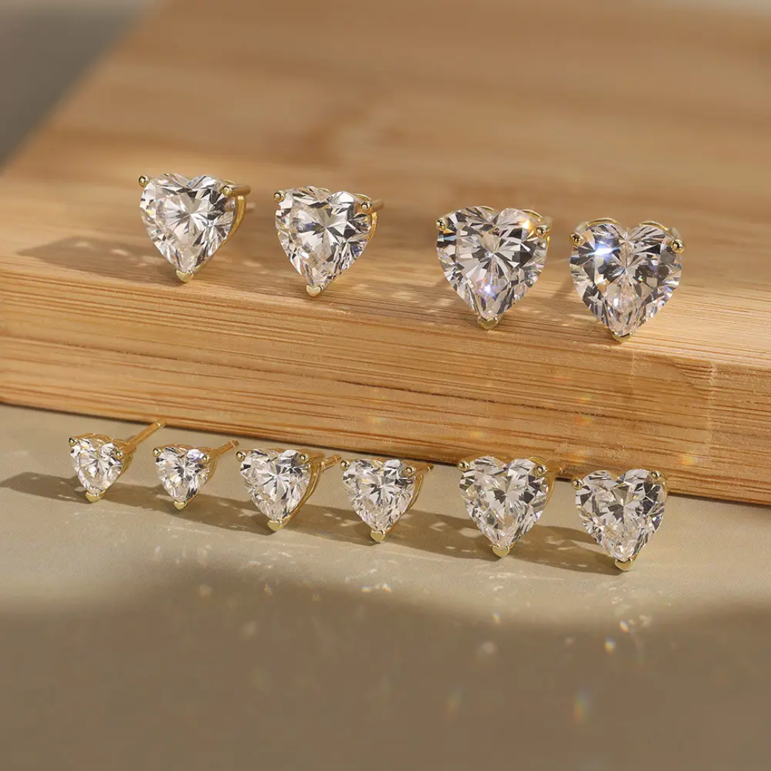 HEART ON FIRE Moissanite Diamond Stud Earrings in Sterling Silver