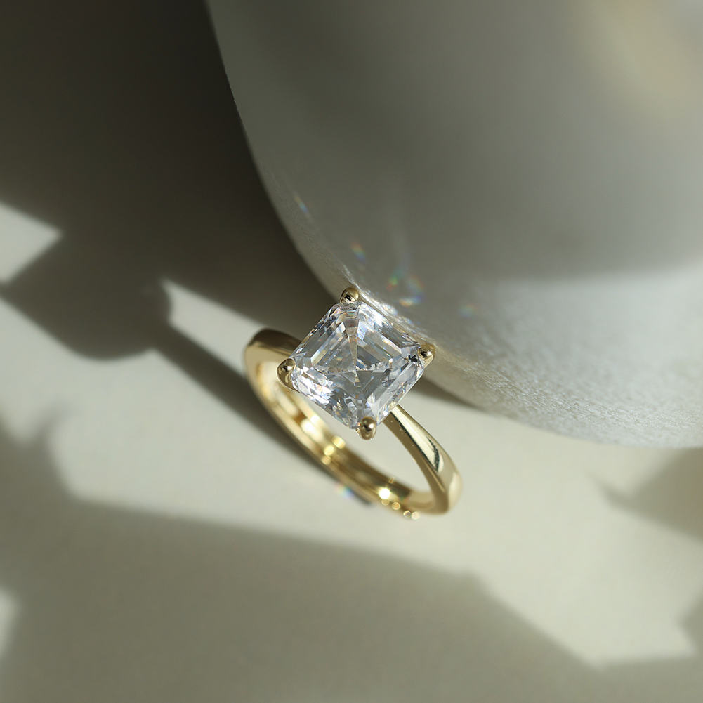 FILLED WITH STRENGTH Asscher Solitaire Moissanite Diamond Ring in Sterling Silver