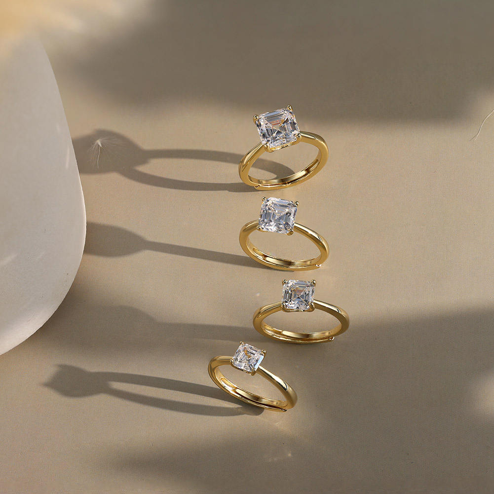 FILLED WITH STRENGTH Asscher Solitaire Moissanite Diamond Ring in Sterling Silver