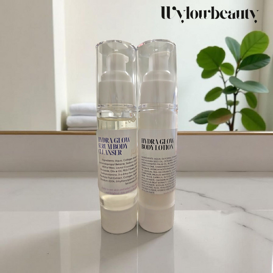 Hydra-Glow Bodycare TRIAL SET (SERUM BODY CLEANSER & LOTION)*Vegan, Antiaging*
