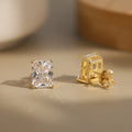 TWILIGHT Radiant (Emerald) Moissanite Diamond Stud Earrings in Sterling Silver