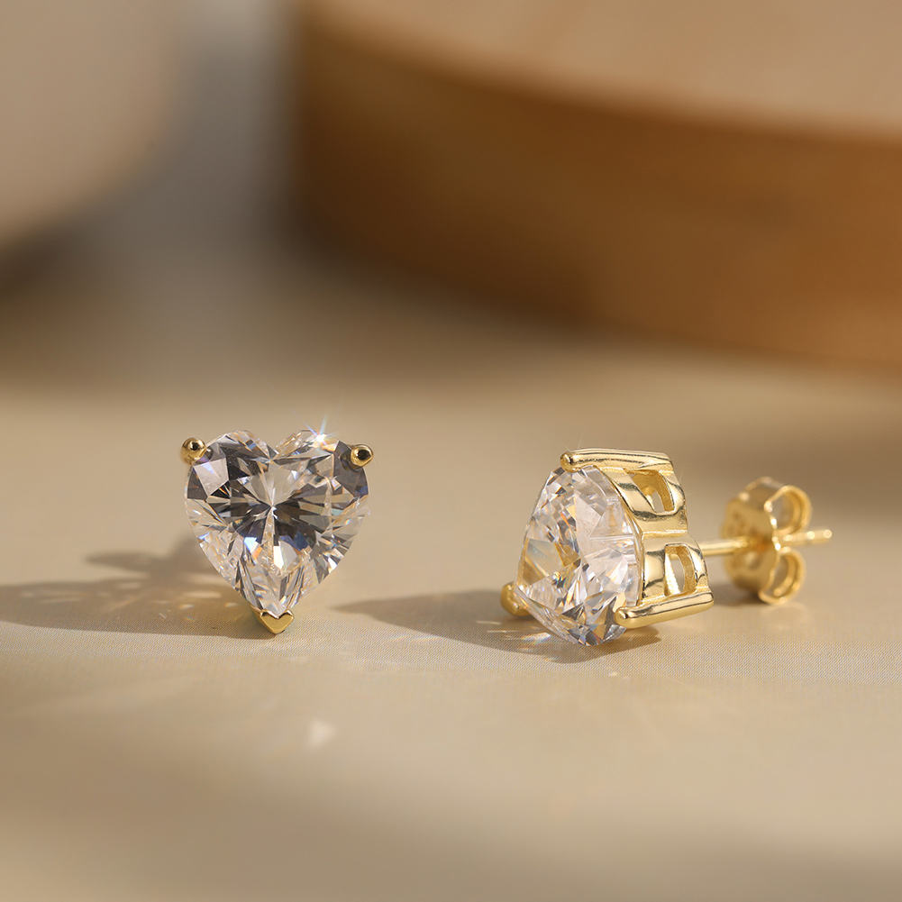 HEART ON FIRE Moissanite Diamond Stud Earrings in Sterling Silver