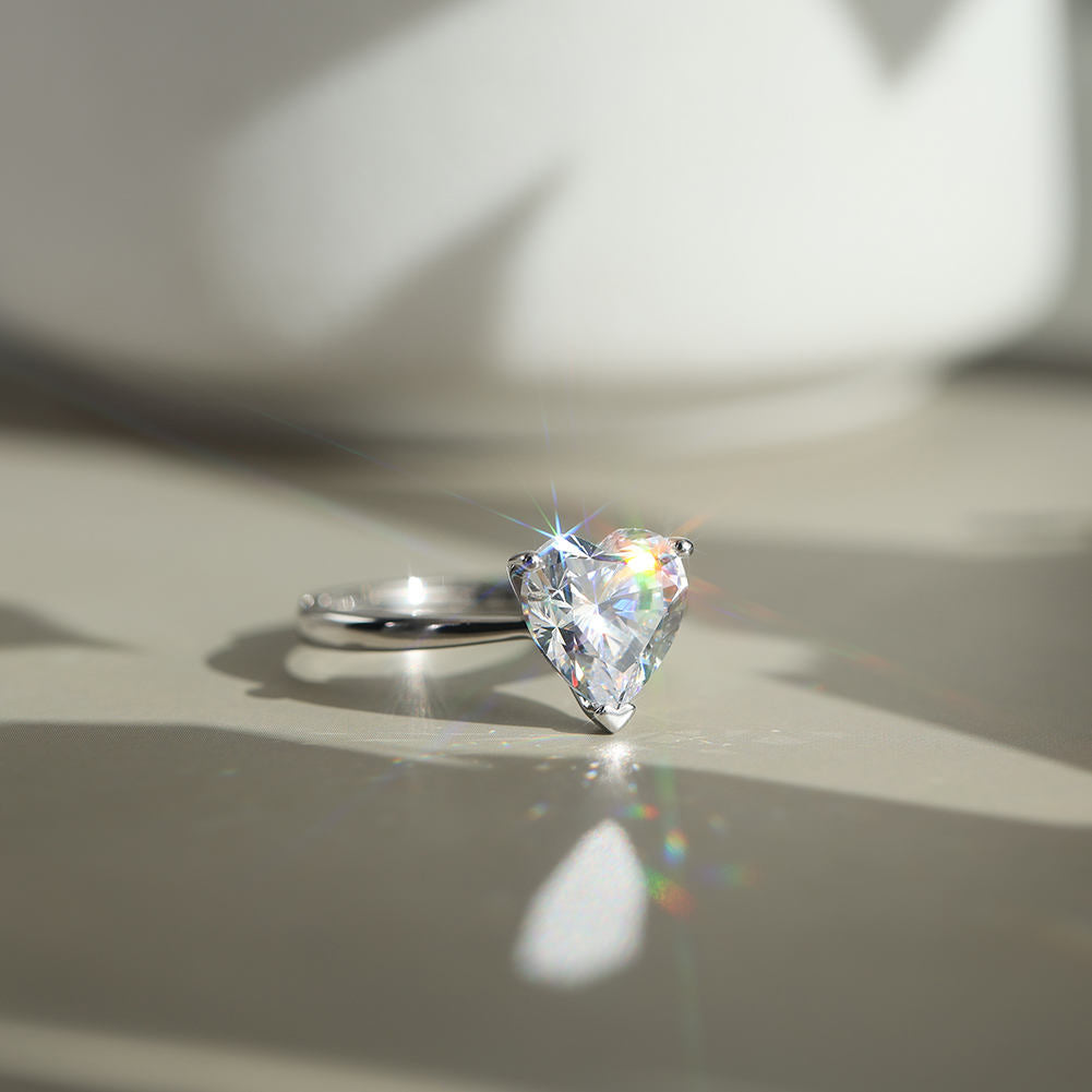 HEART ON FIRE Moissanite Diamond Ring in Sterling Silver