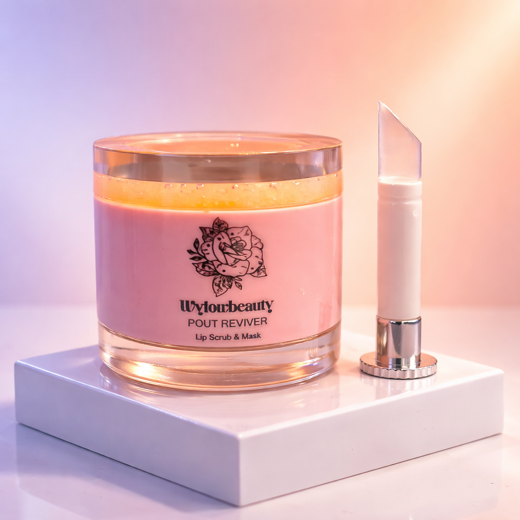 POUT REVIVER Lip Mask & Scrub Duo w/Applicator Brush -Exfoliate and Replenish