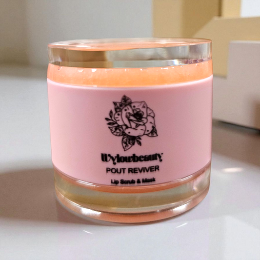 POUT REVIVER Lip Mask & Scrub Duo w/Applicator Brush -Exfoliate and Replenish