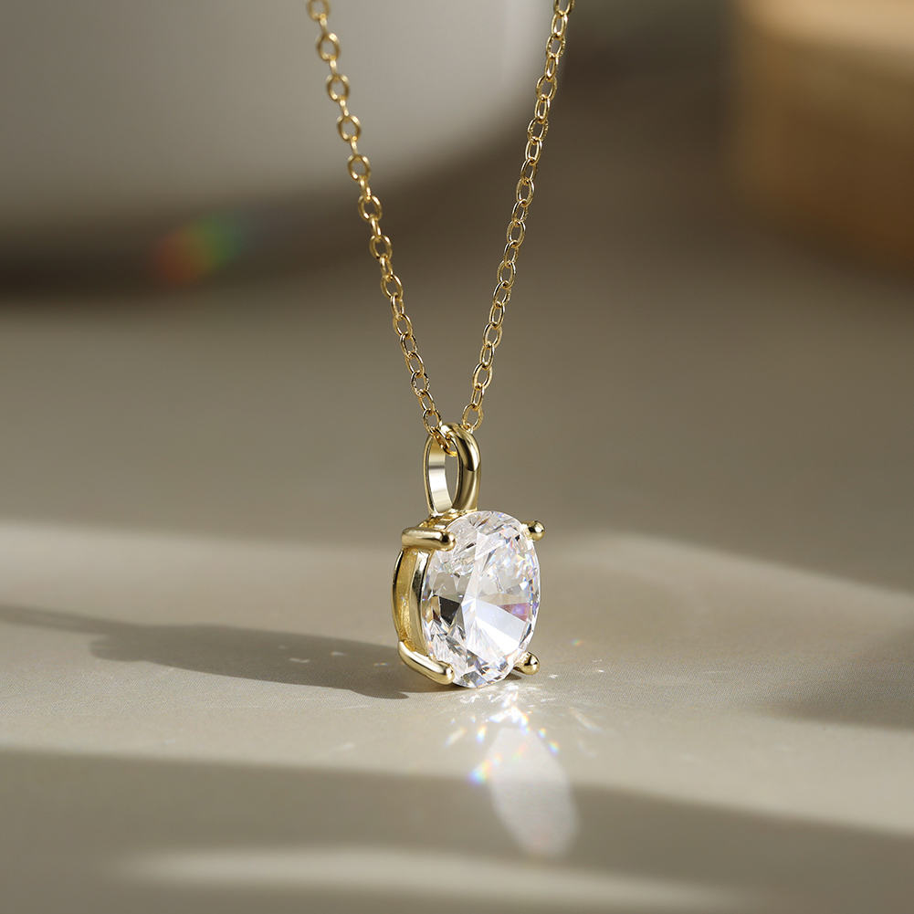 THE DIANA Oval Moissanite Diamond Pendant in Sterling Silver