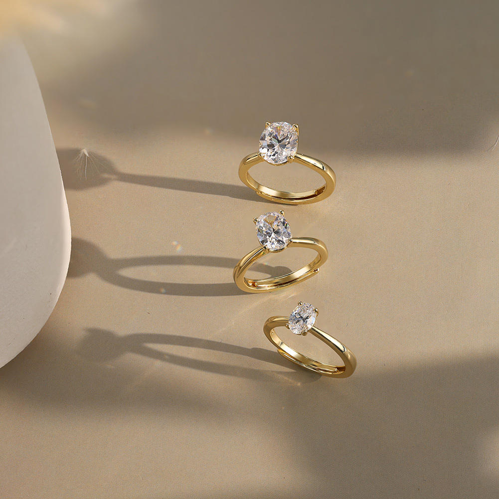 THE DIANA Oval Moissanite Solitaire Diamond in Sterling Silver- Adjustable band
