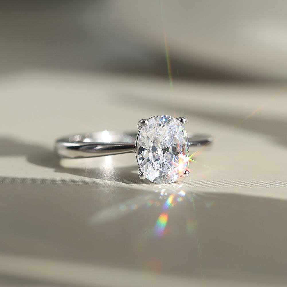 THE DIANA Oval Moissanite Solitaire Diamond in Sterling Silver- Adjustable band
