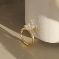 TWILIGHT Radiant Solitaire Moissanite Diamond Ring Sterling Silver- Adjustable Band