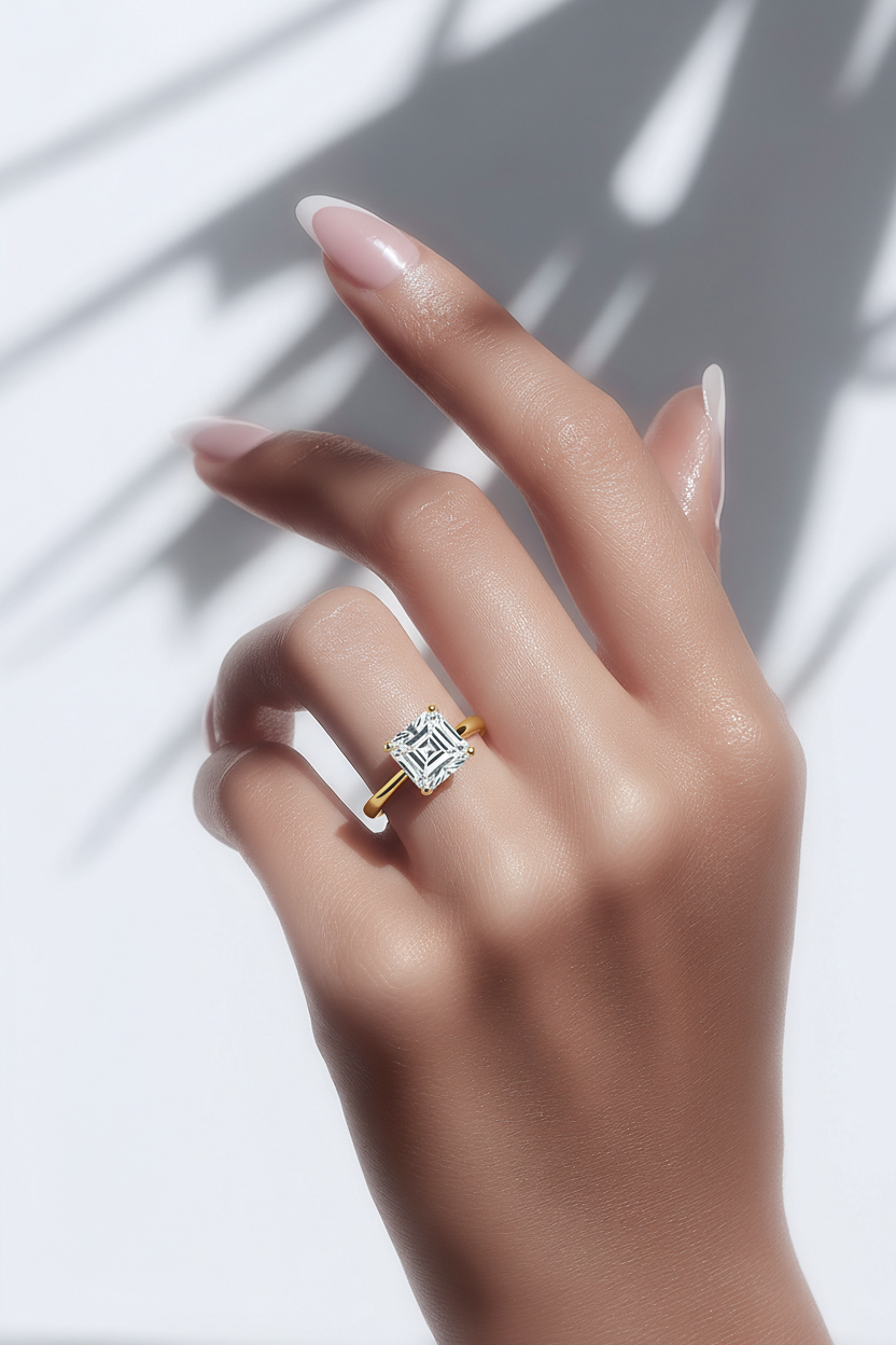 FILLED WITH STRENGTH Asscher Solitaire Moissanite Diamond Ring in Sterling Silver