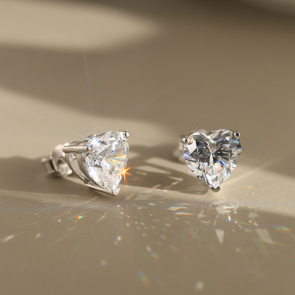 HEART ON FIRE Moissanite Diamond Stud Earrings in Sterling Silver