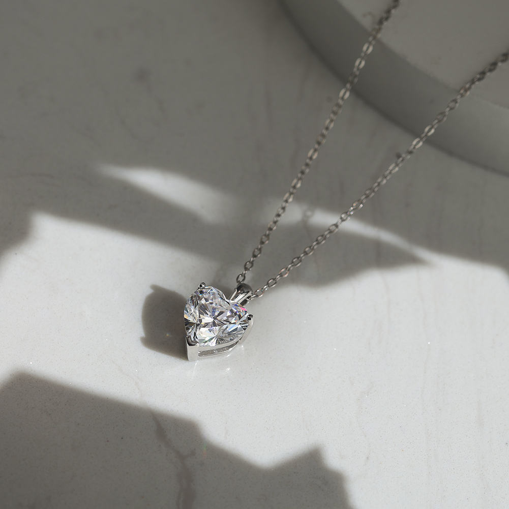 HEART ON FIRE Moissanite Diamond Pendant Necklace in Sterling Silver