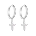WJ- Classic Cross Drop Earrings -Sterling Silver & Gold Plated