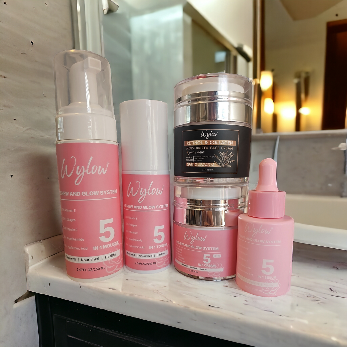 *(PRE-ORDER)*RENEW & GLOW FULL SIZE Skincare Set (5 Piece) *Anti-Aging, All Skin Types*