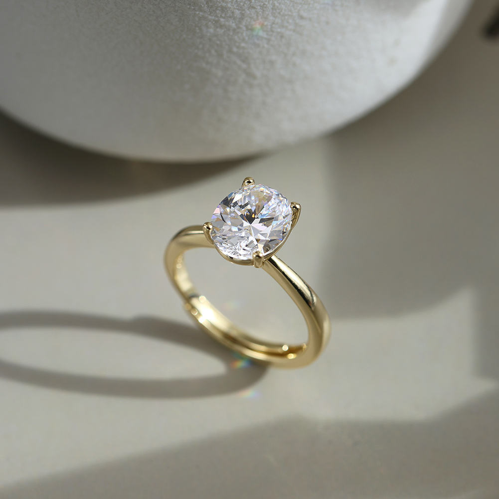 THE DIANA Oval Moissanite Solitaire Diamond in Sterling Silver- Adjustable band